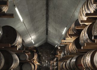 Swedish whisky casks at the cellar at Mackmyra.
