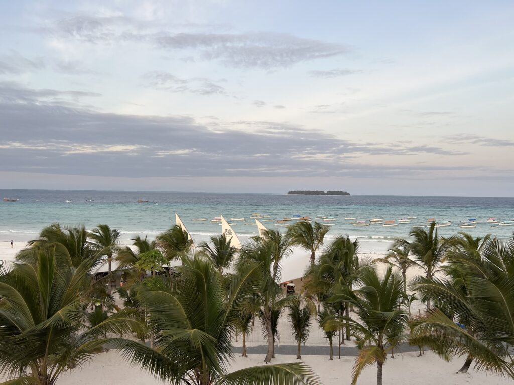 View over the beach from The Mora